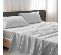 Detroit Double Bed Sheet Set, Brushed Polyester Microfibre, Grey - Fitted Sheet, Top Sheet and 2 Pillowcases 50 x 80 - Soft, Durable and Easy to Wash