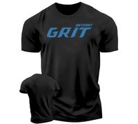 Detroit Grit T-Shirt for Men, Athletic Running Gym Workout Short Sleeve Shirt, 1. Detroit Grit Black, Medium