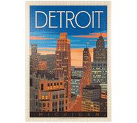 Detroit, MI: Skyline, Vintage Poster - Premium 1000 pieces Puzzle - MyPuzzle special collection from Anderson Design Group