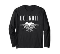 Detroit Michigan Skyline Graphic - from The Ground Up Design Long Sleeve T-Shirt