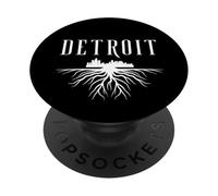 Detroit Michigan Skyline Graphic - From the Ground Up Design PopSockets Adhesive PopGrip