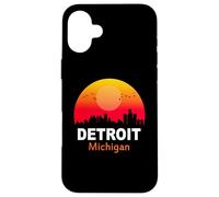Detroit Michigan State USA Vintage Sunset Retro City Skyline Case for iPhone 16 Plus
