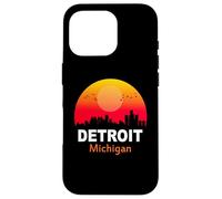 Detroit Michigan State USA Vintage Sunset Retro City Skyline Case for iPhone 16 Pro