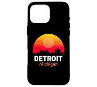 Detroit Michigan State USA Vintage Sunset Retro City Skyline Case for iPhone 16 Pro Max