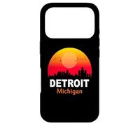 Detroit Michigan State USA Vintage Sunset Retro City Skyline Case for iPhone 17 Pro