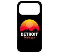 Detroit Michigan State USA Vintage Sunset Retro City Skyline Case for iPhone 17 Pro Max