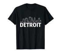 Detroit Michigan USA Skyline Silhouette Outline Sketch T-Shirt
