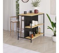 Detroit' Modern Bar Table with Metal Legs Open Shelf 100cm Decortie Black 1 Pack