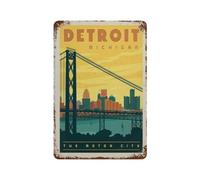 Detroit Motor City,Tin Sign Vintage Retro Man Cave Bar Pub Shed Novelty Gift Aluminium Metal Tin Wall Décor Sign(20x30cm）8x12 inch-E28