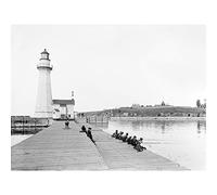 Detroit Publishing Light House Fort Ontario Oswego Ny Photo Premium Wall Art Canvas Print 18X24 Inch