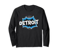 Detroit Retro City Energy Vintage Comic Detroit Long Sleeve T-Shirt
