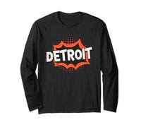 Detroit Retro City Mood Vintage Comic Detroit Long Sleeve T-Shirt