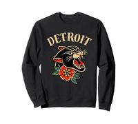 Detroit Retro Ink Panther Rose - Vintage Tattoo Style Design Sweatshirt