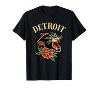 Detroit Retro Ink Panther Rose - Vintage Tattoo Style Design T-Shirt