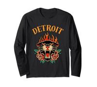 Detroit Retro Panther Graphic - Vintage Tattoo Style Design Long Sleeve T-Shirt
