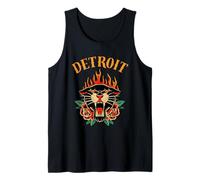 Detroit Retro Panther Graphic - Vintage Tattoo Style Design Tank Top