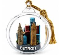 Detroit Skyline Glass Ball Ornament Christmas Tree Decor Boxed Gift