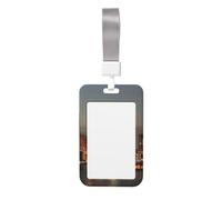Detroit Skyline Print Id Badge Holder Sliding Card Holder Vertical Card Protector Cover Case Teacher Lanyard for Office Women Men
