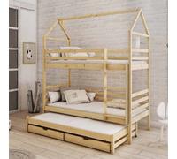 detroit wooden bunk bed without mattress and trundle in pine