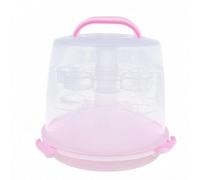 Dettchan Pink 24 Cupcake Carrier, Plastic Tall Cake Carrier Holder with Handle Lid, 3 Tier Desserts Transporter Box, for Pie Cookies Christmas 28.5 * 22 * 25cm