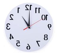 Dettchan Round Acrylic Backwards Wall Clock, 30cm Waterproof Wall Clock Creative Art Wall Decor Digital Time Watch Home Decor Round Shape Hanging Watch, for Children's Room Living Room