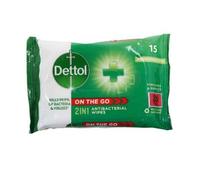 Dettol 2 in 1 On-The-Go Anti-Bacterial Wipes 15