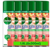 Dettol, Antibacterial All In One Disinfectant Spray, Summer Fruits, 1.8L (300ml x 6pck) Household Sanitiser, Hard Surfaces, Upholstery, No Wiping Req