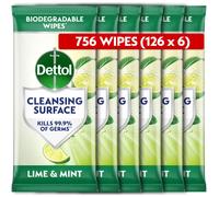 Dettol Antibacterial Biodegradable Disinfectant Wipes Lime Mint Scent 6 X 1