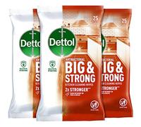 Dettol Antibacterial Biodegradable Kitchen Wipes, Pack of 3, Big & Strong, 25 Count Each, Eco-Friendly Surface Cleaner, Ideal for Hygienic Home Care, Effective Germ Protection