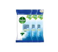 Dettol Antibacterial Biodegradable Surface Cleaning Disinfectant Wipes, 110 x 3 Wipes (Total 330 Wipes)