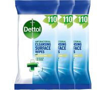 DETTOL Antibacterial Biodegradable Surface Cleaning Disinfectant Wipes 110 x 3 Wipes Total 330 Wipes
