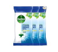 Dettol Antibacterial Biodegradable Surface Cleaning Disinfectant Wipes, 110 x 3 Wipes (Total 330 Wipes)