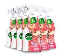 Dettol Antibacterial Cleaning Spray, Summer Fruits Scent, 6-Pack of 1L Bottles, Total 6L, Multipurpose Surface Sanitizer, Germ Protection, Fresh Fragrance, Household Essential