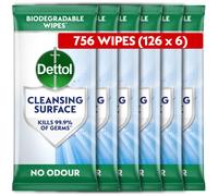 Dettol Antibacterial Cleansing Surface Biodegradable Wipes, Fragrance Free, 756