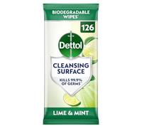 Dettol Antibacterial Cleansing Surface Biodegradable Wipes, Lime and Mint, 126 Wipes, Disinfectant, Home Hygiene, Kills 99.9 Percent of Germs