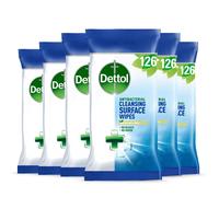 Dettol Antibacterial Cleansing Surface Wipes Fragrance Free 126 pack 6 x 126 Total 756 Wipes Large Value Household Disinfectant Home Hygiene Biodegra