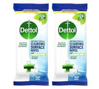 Dettol Antibacterial Disinfectant Surface Cleaning Wipes, 126 Count, Pack of 2 - Ideal for First Aid Kit and Workplace Hygiene