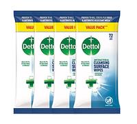 Dettol Antibacterial Disinfectant Wipes, 288 Count, 4 Packs of 72, Ideal for First Aid Kit, Car Cleaning, Surface Sanitizing, Germ Protection, Convenient and Effective Hygiene Solution