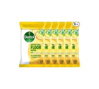 Dettol Antibacterial Floor Wipes, Biodegradable Wipes, Citrus Zest, Multipack Of 6 x 25 Cleaning Wipes