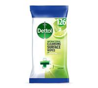 Dettol Antibacterial Lime & Mint Cleaning Wipes - 126 Count | Germ Protection, Fresh Scent, Multi-Surface Use, Convenient for Home, Office, Travel, H