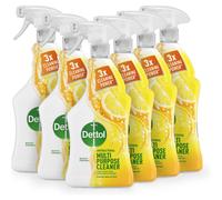 Dettol Antibacterial Multi-Surface Cleaner Spray Lemon & Lime 6 x 1L (Total 6L) - Kills 99.9% of Bacteria, 3x Cleaning Power