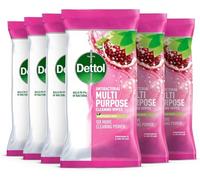 Dettol Wipes, 6 X 105 Wipes, 630 Wipes Total, Pomegranate And Lime, Antibacterial Wipes, Multi Purpose Cleaner, Sinks, Taps, Toilet Seats, 10X Cleaning Power, Disinfectant Wipes, Household Cleaners