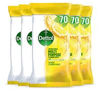 Dettol Citrus Zest Antibacterial Bathroom Cleaning Wipes, Biodegradable Disinfectant, 350 Total (5 Packs of 70), First Aid Box Essential, Eco-Friendly, Germ Protection