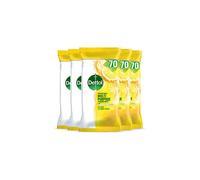 Dettol Antibacterial Multipurpose Cleaning Wipes Citrus Zest 350 Wipes 70 x 5pck Disinfectant Biodegradable 10X Cleaning power vs Water alone Kills