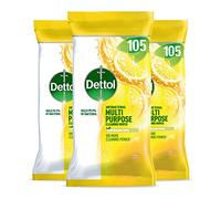 Antibacterial Multipurpose Cleaning Wipes, Citrus Zest Fragrance, Multipack of 3 x 105 Wipes, Total 315 Wipes