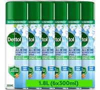Dettol, Antibacterial Spray, Crisp Linen, 1.8L (300ml x 6pck) Disinfectant, Household Sanitiser, Hard Surfaces, Upholstery cleaner, No Wiping, Kills 99.9 Percent of bacteria