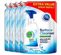 Dettol Antibacterial Surface Cleaner Refill, 4-Pack (1.2L Each), Total 4.8L, Disinfectant Spray & Floor Solution, Household Multipurpose Cleaning, Germ Protection, Eco-Friendly Pouch