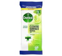 Dettol Antibacterial Surface Cleansing Wipes, Lime & Mint, 72 Large Wipes