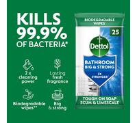 Dettol Big and Strong Bathroom Wipes 25 Count 6 x 25 Total 150 Wipes E
