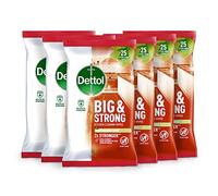 Dettol Big Wipes - 150 Wipes (6 Packs X 25), Heavy Duty, Ultra Grime, Kitchen Cleaner, Antibacterial Disinfectant